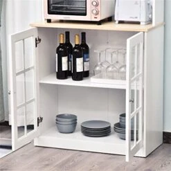 QUUL Kitchen Buffet, Pantry With 3 Cabinets, 2 Shelves And Large Countertop, Tall White Cabinet 10 QUUL Kitchen Buffet, Pantry With 3 Cabinets, 2 Shelves And Large Countertop, Tall White Cabinet -Songmics Furniture Shop 41OIDFivk6L 3