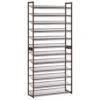 SONGMICS Shoe Rack, 12-Tier Tall Metal Shoe Storage Organizer For Closet, Entryway, Garage, Set Of 2 6-Tier Big Stackable Shoes Rack Shelf, Adjustable Feet, Slanted Shelves, Holds 48-60 Pairs, Bronze