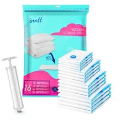 Vacuum Storage Bags 16 Pack (4 Jumbo, 4 Large, 4 Medium, 4 Small), Space Saver Bags Compression Storage Bags For Comforters And Blankets, Storage Bags Vacuum Sealed For Clothes Storage, Hand Pump