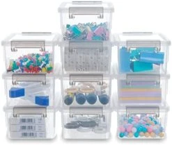 Citylife 1.3 QT 10 Pack Small Storage Bins Plastic Storage Container Stackable Box With Lids For Organizing, Clear White -Songmics Furniture Shop 41ORlEZIYnL. AC