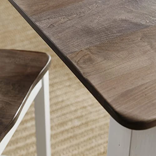 5 Piece Solid Maple Wood Dining Room Set | Full Kitchen Table Set With Table And 4 Chairs | Brown And White Rectangle Table With Eased Edge And Distressing, Extendable Table Length | Handmade In USA 3 5 Piece Solid Maple Wood Dining Room Set | Full Kitchen Table Set With Table And 4 Chairs | Brown And White Rectangle Table With Eased Edge And Distressing, Extendable Table Length | Handmade In USA - Image 3