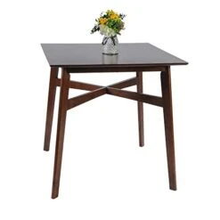 LUCKYERMORE Dining Room Table Wood Leg 36” High Top Table, Crossbar Reinforcement Strengthen Stability, Counter Height Dining Table, Square Kitchen Table