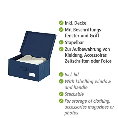 WENKO Storage Box Air L-Breathable Fleece, 44 X 19 X 33 Cm, Blue 3 WENKO Storage Box Air L-Breathable Fleece, 44 X 19 X 33 Cm, Blue - Image 3
