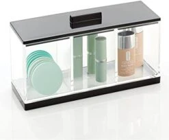 MDesign Cosmetic Divided Organizer Storage Canister Box With 3 Sections And Lid For Bathroom Vanity Countertop - Holder For Cotton Swabs, Perfume, Lipstick - Lumiere Collection - Clear/White 15 MDesign Cosmetic Divided Organizer Storage Canister Box With 3 Sections And Lid For Bathroom Vanity Countertop - Holder For Cotton Swabs, Perfume, Lipstick - Lumiere Collection - Clear/White -Songmics Furniture Shop 41OhGfll1ML. AC