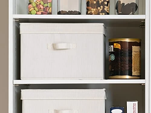 StorageWorks Decorative Storage Boxes, Storage Basket With Lid And Handles, Mixing Of Beige, White & Ivory, Large, 2-Pack 4 StorageWorks Decorative Storage Boxes, Storage Basket With Lid And Handles, Mixing Of Beige, White & Ivory, Large, 2-Pack - Image 4