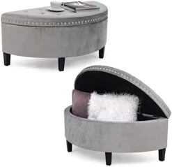 Joveco 43.5" Storage Bench- Velvet Half Moon Ottoman- Tufted Storage Ottoman With Rivet- Half Moon Storage Ottoman- Toy Chests & Storage Bench For Bedroom And Entryway (Gray) -Songmics Furniture Shop 41OrpvmkBQL. AC