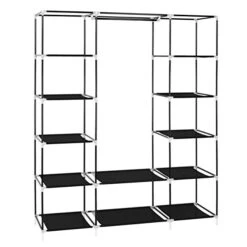 69" Portable Clothes Closet Wardrobe Storage Organizer With Non-Woven Fabric Quick And Easy To Assemble Extra Strong And Durable Black Closet Organizer With Protective Cover MITPATY -Songmics Furniture Shop 41OuY6lYfiL