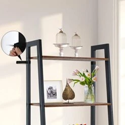 Babion Ladder Shelf, 4-Tier Ladder Bookshelf With Storage Cabinet, Rustic Brown Bookcase With Shelves, Storage Rack Plant Stand For Home, Bedroom, Office, 24 X 16 X 67.5 Inch (Wooden Doors) -Songmics Furniture Shop 41OwYjQwfHL