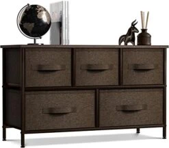 Sorbus Dresser With 5 Drawers - Storage Chest Organizer Unit With Steel Frame, Wood Top, Easy Pull Fabric Bins - Long Wide TV Stand For Bedroom Furniture, Hallway, Closet & Office Organization -Songmics Furniture Shop 41OxvpjAgiL. AC