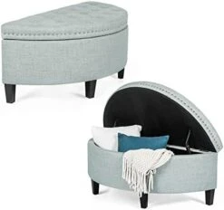 Joveco 43.5" Storage Bench- Velvet Half Moon Ottoman- Tufted Storage Ottoman With Rivet- Half Moon Storage Ottoman- Toy Chests & Storage Bench For Bedroom And Entryway (Gray) -Songmics Furniture Shop 41Oynt13wCL. AC