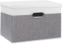Yawinhe Collapsible Storage Box (1-Pack), 15x9.8x9.8in, Waterproof Storage Basket Bins, With Lids And 2 Handles, For Clothes, Closet Organizers And Storage Containers, Grey, USNK066GL-1 -Songmics Furniture Shop 41P1HUP5O6L. AC