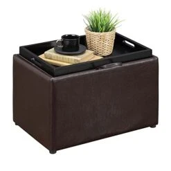 Convenience Concepts Designs4Comfort Accent Storage Ottoman With Reversible Tray, Espresso Faux Leather 22.75 X 15.75 X 16 -Songmics Furniture Shop 41P2YMguVzL