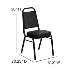 EMMA + OLIVER Trapezoid Back Banquet Chair, Black Vinyl/Black Frame 2.5" Seat -Songmics Furniture Shop 41P5WJiMrXL