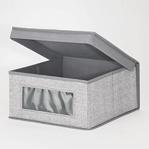 MDesign Medium Fabric Stackable Closet Storage Organizer Box With Front Window/Lid For Bedroom, Office, Mudroom Organization, Hold Clothes, Blankets, Linens, Lido Collection, 6 Pack, Gray 4 MDesign Medium Fabric Stackable Closet Storage Organizer Box With Front Window/Lid For Bedroom, Office, Mudroom Organization, Hold Clothes, Blankets, Linens, Lido Collection, 6 Pack, Gray - Image 4