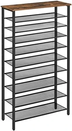 ALLOSWELL 8-Tier Shoe Rack, Shoe Organizer For Closet, Entryway, Large Capacity Shoe Shelf, 28-32 Pairs Of Shoes, Shoe Storage With Adjustable Metal Mesh Shelves, Stable Sturdy, Rustic Brown SRHR1801 17 ALLOSWELL 8-Tier Shoe Rack, Shoe Organizer For Closet, Entryway, Large Capacity Shoe Shelf, 28-32 Pairs Of Shoes, Shoe Storage With Adjustable Metal Mesh Shelves, Stable Sturdy, Rustic Brown SRHR1801 -Songmics Furniture Shop 41P6NpmF62L. AC
