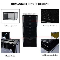 Starogegc Hat Organizer, 3Pack Clear Plastic Hat Storage With Magnetic Door, Stackable Hat Organizer Baseball Cap, Baseball Hat Storage, Hat Case, Cap Storage(X-Large)-Black&Clear 8 Starogegc Hat Organizer, 3Pack Clear Plastic Hat Storage With Magnetic Door, Stackable Hat Organizer Baseball Cap, Baseball Hat Storage, Hat Case, Cap Storage(X-Large)-Black&Clear -Songmics Furniture Shop 41P6Q5hKOdL