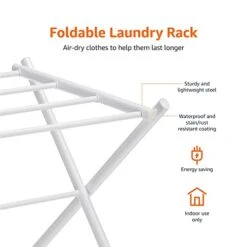 Amazon Basics Foldable Laundry Rack For Air Drying Clothing - 41.8" X 29.5" X 14.5", White