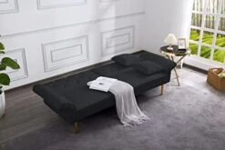 DHHU Futon, 83.4" Modern Convertible Velvet Sofas Bed With Adjustable Backrest And 2 Pillows-Perfect For Small Spaces And Versatile Use (Black) -Songmics Furniture Shop 41PAcoxcQVL