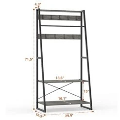 Unikito Coat Rack, 3-in-1 Hall Tree With Storage Shoe Rack, Freestanding Entryway Bench With Shelves, Industrial Entry Coat Stand With Metal Frame For Entrance, Foyer, Bedroom, Easy Assemble, Gray -Songmics Furniture Shop 41PAxOLkcqL
