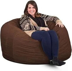 ULTIMATE SACK 4000 (4 Ft.) Bean Bag Chair Cover In Multiple Colors: Cover ONLY. (4000, Electric Blue Suede) -Songmics Furniture Shop 41PEmd1YyEL. AC