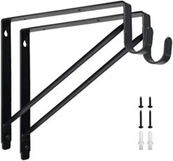 Kunzye 4 Pack Of Closet Rod Brackets,Heavy Duty Black Closet Shelf & Rod Brackets,Closet Shelves Bracket With Rod Shelving Support, With Screws -Songmics Furniture Shop 41PFl1HoaNL. AC