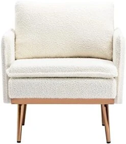 HOMEFUN Accent Chair Set Of 2, Velvet Wingback Armchair Modern Upholstered Single Sofa With Metal Legs For Living Room Bedroom Nursery, Beige -Songmics Furniture Shop 41PGilpx0QL. AC
