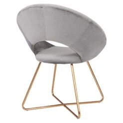 Duhome Modern Accent Velvet Chairs Dining Chairs Single Sofa Comfy Upholstered Arm Chair Living Room Furniture Mid-Century Leisure Lounge Chairs With Golden Metal Frame Legs Set Of 2 Grey -Songmics Furniture Shop 41PHP5RwvSL