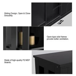 Yaheetech Storage Cabinet Buffet Cabinet Sideboard Buffet With Sliding Door And Adjustable Shelf, Stackable Cabinets Wooden Console Table For Living Room, Kitchen, Dining Room, Hallway, Black 9 Yaheetech Storage Cabinet Buffet Cabinet Sideboard Buffet With Sliding Door And Adjustable Shelf, Stackable Cabinets Wooden Console Table For Living Room, Kitchen, Dining Room, Hallway, Black -Songmics Furniture Shop 41PPt6nsitL