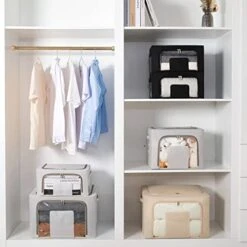 FAikhom 3 Pack Stackable Storage Bins- Foldable Metal Frame Storage Box Stackable Fabric Clothes Container Organizer With Clear Window & Carry Handles (22L, Black) 18 FAikhom 3 Pack Stackable Storage Bins- Foldable Metal Frame Storage Box Stackable Fabric Clothes Container Organizer With Clear Window & Carry Handles (22L, Black) -Songmics Furniture Shop 41PS1txJz1L