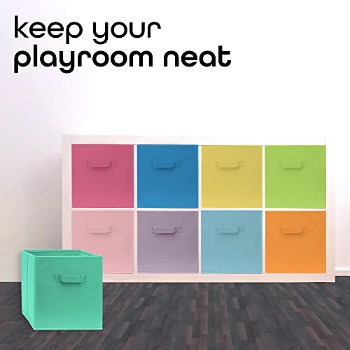 Cube Storage Bins - Fun Colored 11 Inch Storage Cubes (9 Pack) | Fabric Cubby Basket For Home, Kids Room & Nursery | Dual Handles, Foldable | Cube Organizer Storage Bin 2 Cube Storage Bins - Fun Colored 11 Inch Storage Cubes (9 Pack) | Fabric Cubby Basket For Home, Kids Room & Nursery | Dual Handles, Foldable | Cube Organizer Storage Bin - Image 2