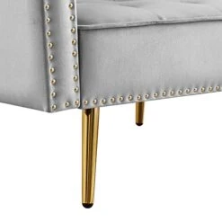 NOSGA Sectional Sleeper Sofa Couch Bed, Velvet L-Shaped Convertible Tufted Couch With Chaise Lounge, Rolled Arm Upholstered Nailhead Chesterfield Sofa With Movable Ottoman For Living Room(Grey) -Songmics Furniture Shop 41PUrS4rbKL