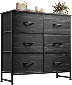 WLIVE Fabric Dresser For Bedroom, 6 Drawer Double Dresser, Storage Tower With Fabric Bins, Chest Of Drawers For Closet, Living Room, Entryway, Rustic Brown Wood Grain Print -Songmics Furniture Shop 41PVI6G0lL. AC