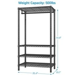 VIPEK V1S Wire Garment Rack 4 Tiers Heavy Duty Clothes Rack For Hanging Clothes Large Clothing Rack Freestanding Closet With Hanging Rod, 35.4'' L X 15.7'' W X 70.9'' H, Max Load 500LBS, Black 14 VIPEK V1S Wire Garment Rack 4 Tiers Heavy Duty Clothes Rack For Hanging Clothes Large Clothing Rack Freestanding Closet With Hanging Rod, 35.4'' L X 15.7'' W X 70.9'' H, Max Load 500LBS, Black -Songmics Furniture Shop 41PccWpdXyL