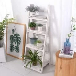GENERIC 4-Tier Wooden Ladder Shelf - Foldable Bookcase Storage Rack - Foldable Wooden Ladder-Plant Shelf (Grey) 17 GENERIC 4-Tier Wooden Ladder Shelf - Foldable Bookcase Storage Rack - Foldable Wooden Ladder-Plant Shelf (Grey) -Songmics Furniture Shop 41Pfu2a1mL. AC