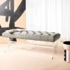 Safavieh Couture Home Tourmaline 48-inch Glam Dark Grey Velvet Tufted Acrylic Bench