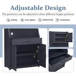 Kitchen Pantry Cupboard Storage Cabinet, One-Body Style Buffet With 2 Cabinets, 1 Drawer And Adjustable Shelves For Kitchen Living Room Dining Room 9 Kitchen Pantry Cupboard Storage Cabinet, One-Body Style Buffet With 2 Cabinets, 1 Drawer And Adjustable Shelves For Kitchen Living Room Dining Room -Songmics Furniture Shop 41Pq5Pnl7rL