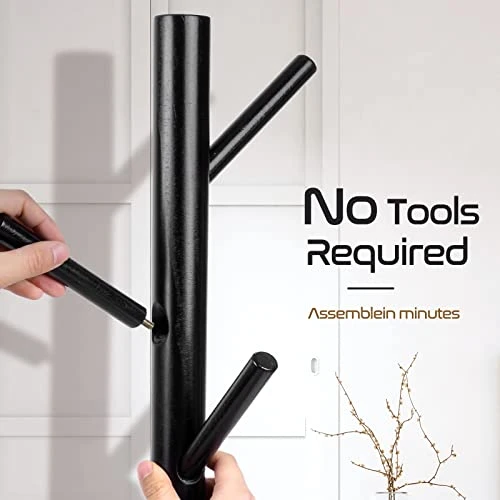 WANGMUXIA High-Grade Wooden Coat Rack, Freestanding Coat Rack With 8 Hooks And 3 Adjustable Size Tree Coat Racks For Bedroom, Hallway, Entrance, Office, For Hats, Coats, Scarves, Handbags 6 WANGMUXIA High-Grade Wooden Coat Rack, Freestanding Coat Rack With 8 Hooks And 3 Adjustable Size Tree Coat Racks For Bedroom, Hallway, Entrance, Office, For Hats, Coats, Scarves, Handbags - Image 6