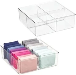 MDesign Plastic 4 Compartment Divided Drawer And Closet Storage Bin - Organizer For Scarves, Socks, Ties Bras, And Underwear - Dress Drawer Organizer, Shelf Organization - 2 Pack - Clear -Songmics Furniture Shop 41PwYL4BVOL. AC