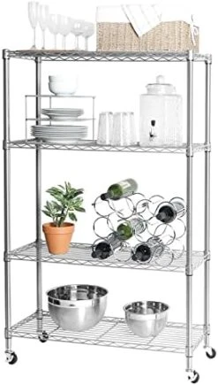 Seville Classics 5-Tier Wire Shelving With Wheels, 5-Tier, 30"" W X 14"" D (NEW MODEL), Chrome Plating, Plated Steel -Songmics Furniture Shop 41Pyj2tXWtL. AC