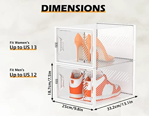 SIMPDIY Shoe Storage, 12 Pack Large Shoe Organizer For Closet, Shoe Boxes Clear Plastic Stackable Shoe Storage Boxes For Size 13 1 SIMPDIY Shoe Storage, 12 Pack Large Shoe Organizer For Closet, Shoe Boxes Clear Plastic Stackable Shoe Storage Boxes For Size 13