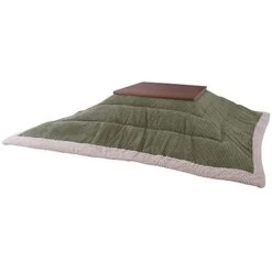 AZUMAYA KK-141KH Kotatsu Futon Comforter Square Shape, Corduroy Fabric With Polyester Material, W75.0 X D75.0 Inches, Home And Living, Khaki Green Color, This Order Comes Only Futon Comforter