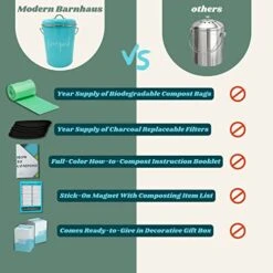 Compost Tumbler, Kitchen Compost Bin Countertop, Indoor Compost Bin Kitchen, Compost Bucket Kitchen, Compost Bins, Compost Caddy, Counter Food Composter For Kitchen, Greige (Beige-Grey) Compost Pail 13 Compost Tumbler, Kitchen Compost Bin Countertop, Indoor Compost Bin Kitchen, Compost Bucket Kitchen, Compost Bins, Compost Caddy, Counter Food Composter For Kitchen, Greige (Beige-Grey) Compost Pail -Songmics Furniture Shop 41Q1lwHW8aL