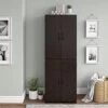Revada 4-Door 5' Storage Cabinet Adjustable Shelves Pantry Organizer Kitchen Furniture 2 Adjustable Shelves And 2 Fixed Shelves Color: Dark Chocolate Item Dimensions: 59 7/8"h X 21 5/16"w X 15 7/16"d