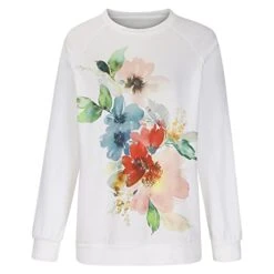 Womens Tops Dressy Casual,Long Sleeve Round Neck Fashion Floral Print Loose Top Youth Sports Jogging Soft Tops -Songmics Furniture Shop 41Q67WuEr6L