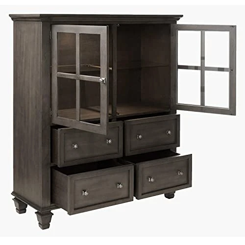 Sunset Trading Shades Of Gray Large 4-Drawer Wood Lighted China Cabinet In Gray 2 Sunset Trading Shades Of Gray Large 4-Drawer Wood Lighted China Cabinet In Gray - Image 2