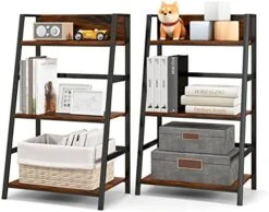 Tangkula 3-Tier Ladder Bookshelf, Industrial Wooden Bookcase W/Metal Frame, Anti-Toppling Device, Freestanding Display Shelf Plant Stand, Storage Rack For Home Office Living Room Kitchen (1, 3-Tier) -Songmics Furniture Shop 41QDOBjgAdL. AC