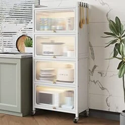 ZLCO 5 Tier Kitchen Pantry Storage Cabinet Bread Rack Coffee Station Utility Storage Shelf Bookcase Bookshelf Bookrack Microwave Rack Storage Rack