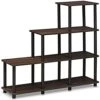 FURINNO 3 Shelves, Turn-N-Tube Ladder Space Shelf, Walnut/Brown