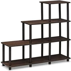 FURINNO 3 Shelves, Turn-N-Tube Ladder Space Shelf, Walnut/Brown -Songmics Furniture Shop 41QHAEJD5bL. AC