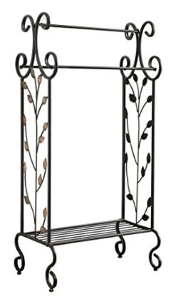 Kings Brand Furniture Black Metal With Gold Leaf Free Towel Rack Stand With Shelf 6 Kings Brand Furniture Black Metal With Gold Leaf Free Towel Rack Stand With Shelf -Songmics Furniture Shop 41QHj03qHsL
